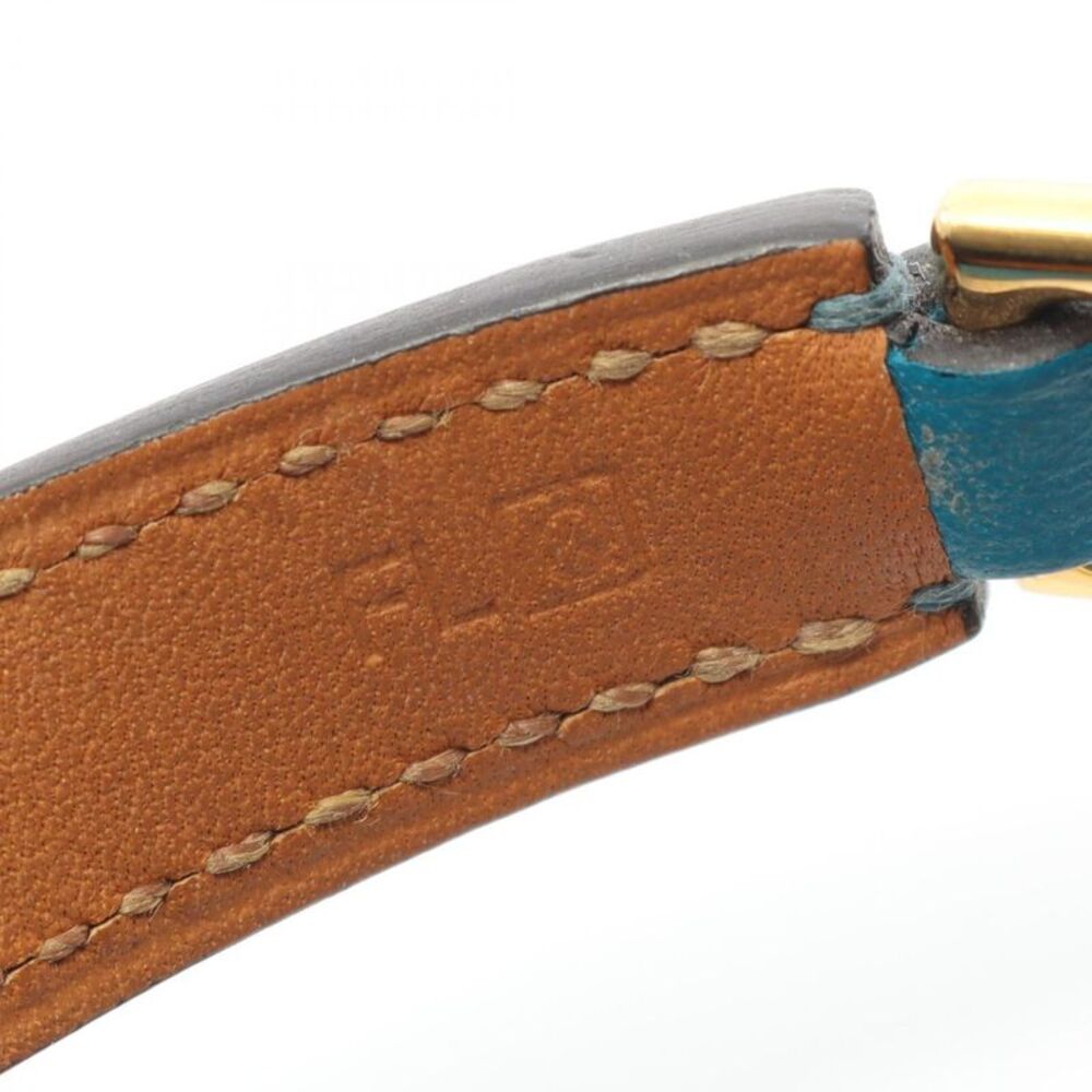 Hermes Leather Gold Plated Rivale Double Tour Bracelet - Picture 6 of 6